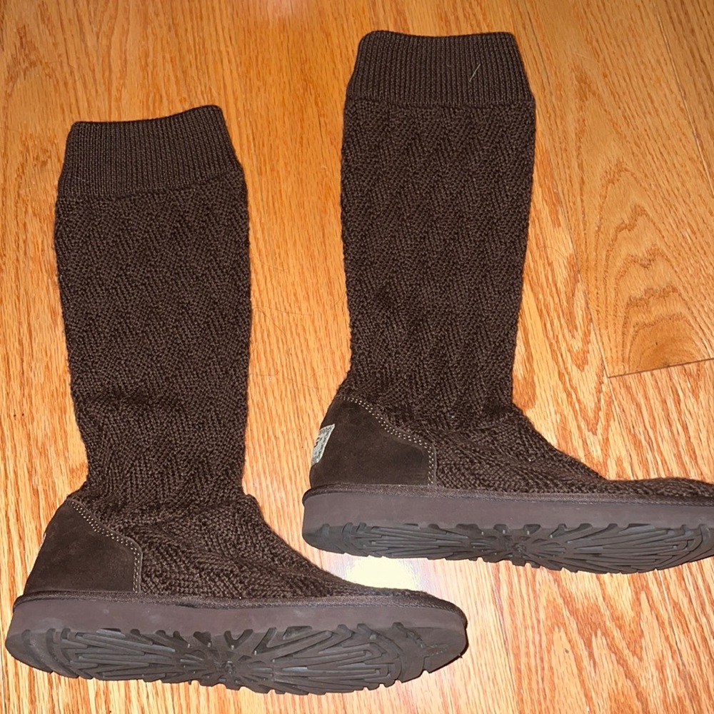 UGG knit cardi boots brown